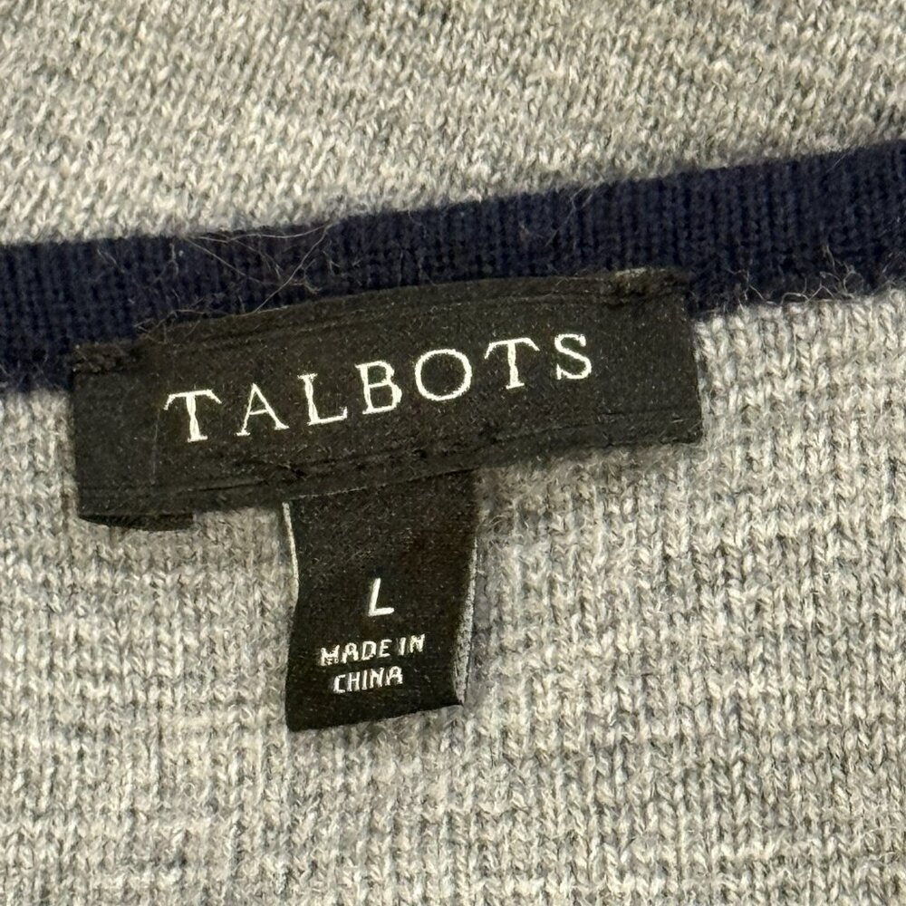 Talbots Merino Wool Blend Gray Blue Open Long Womens Cardigan Sweater Size Large - Picture 7 of 10